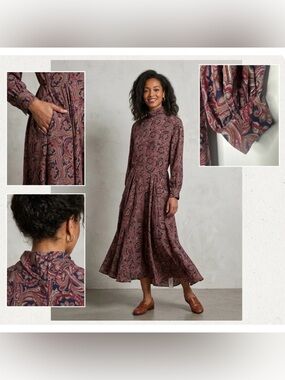 Jack Mulqueen Vintage 100% Pure Silk Long Sleeve Maxi Dress Size 10